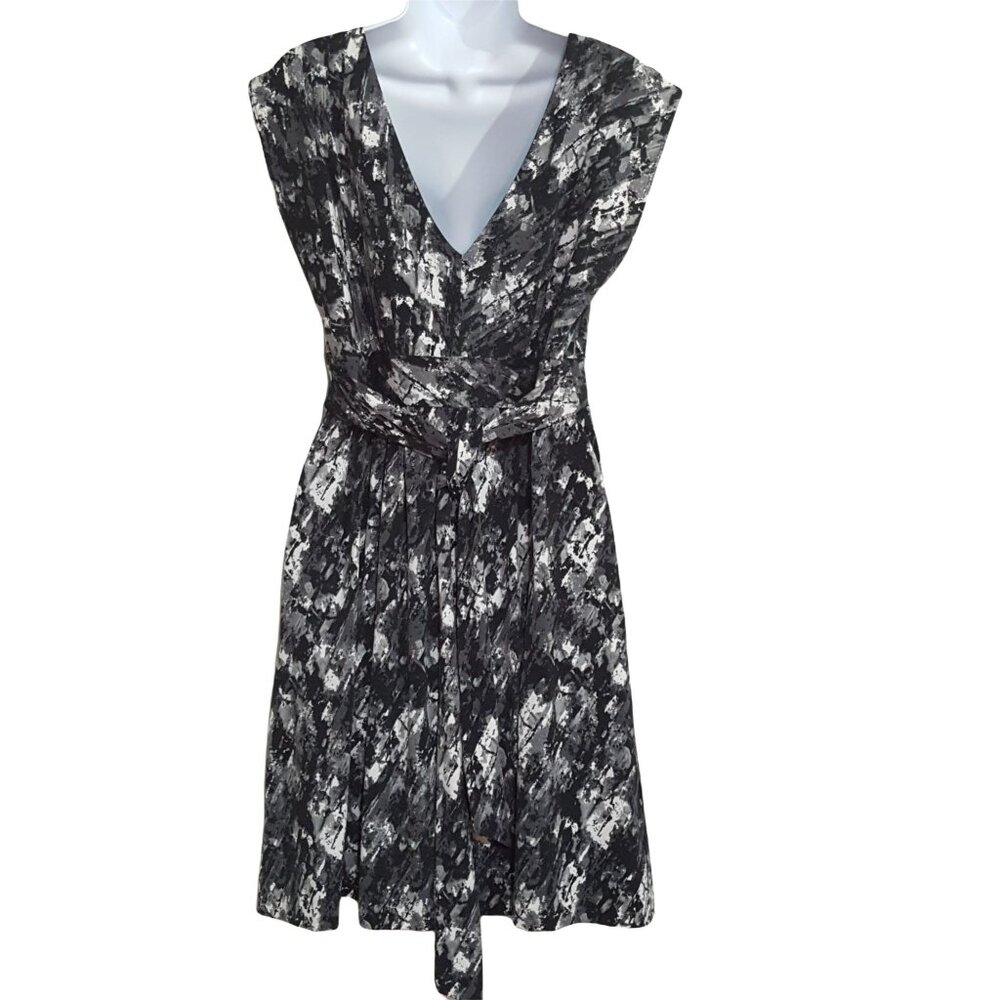 Vintage 90s Y2K Sleeveless Dress L Black Stretch Knit V Neck Babydoll Goth - Picture 4 of 7